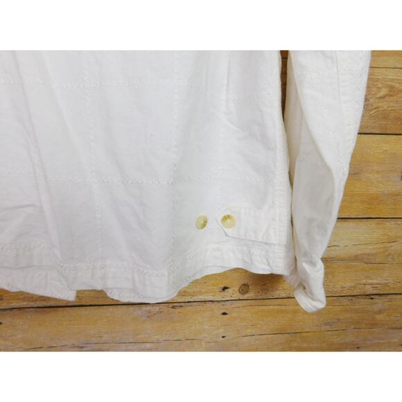 Vintage Cascade Blues Shirt Large White Embroidered Flowers Butterflies - Picture 7 of 9